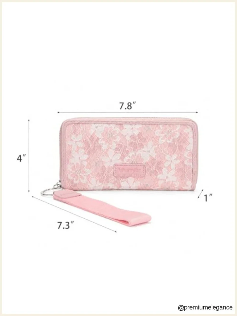 Faux Leather Lace Floral Wristlet Wallet with RFID Blocking